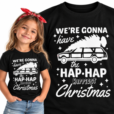 KOSZULKA DZIECIĘCA ŚWIĄTECZNA WE'RE GONNA HAVE THE HAP HAP HAPPIEST CHRISTMAS